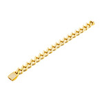 Gold Stainless Steel CZ Encrusted Monaco Link Bracelet // 8.5"