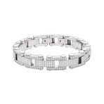 Iced Out Polished Stainless Steel CZ Link Bracelet // 8.75"