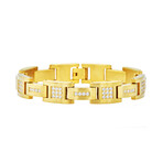Matte Gold Stainless Steel H-Link CZ Bracelet // 8.5"