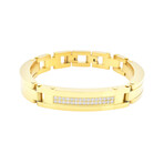Double Row Gold Stainless Steel CZ Bangle Bracelet // 8.75"