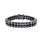 Black Stainless Steel Double Row Black CZ Tennis Bracelet // 8.5"
