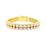 Gold Stainless Steel Double Row CZ Tennis Bracelet // 8.5"