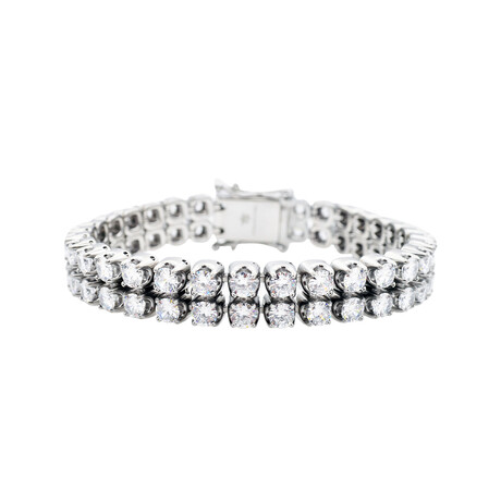 Polished Stainless Steel Double Row CZ Tennis Bracelet // 8.5"