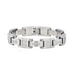 Matte Stainless Steel H-Link CZ Bracelet // 8.5"