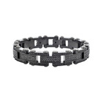 Iced Out Black Stainless Steel CZ Link Bracelet // 8.75"