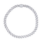 Polished Stainless Steel CZ Encrusted Monaco Link Chain Necklace // 20"