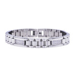 Polished Stainless Steel Micro Link CZ Bracelet // 8.5"
