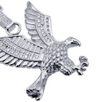 Polished Stainless Steel CZ Eagle Pendant Curb Chain Necklace // 24"