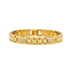 Polished Gold Stainless Steel CZ Micro Link Bracelet // 8.5"