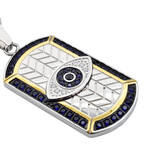 Two-Tone Gold Stainless Steel Evil Eye CZ Pendant Box Chain Necklace // 24"