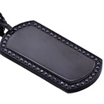Black Stainless Steel Black CZ Dog Tag Curb Chain Necklace // 24"