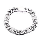 Polished Stainless Steel Mariner Curb Link CZ Bracelet // 8.5"