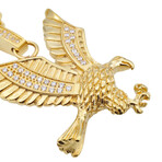 Gold Stainless Steel CZ Eagle Pendant Curb Chain Necklace // 24"