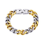 Two-Tone Gold Stainless Steel Cuban Link CZ Bracelet // 8.5"
