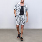 Floral Bermuda Shorts // Black + White (2XL)