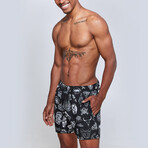 Mixed Graphic Swimwear Trunks // Black + White (2XL)