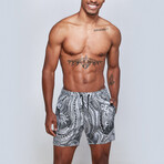 Paisley Swimwear Trunks // Black + White (S)