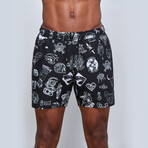 Mixed Graphic Swimwear Trunks // Black + White (2XL)