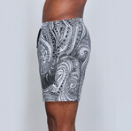 Paisley Swimwear Trunks // Black + White (S)