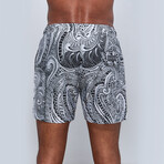 Paisley Swimwear Trunks // Black + White (S)