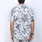 Blossom Linen Oversize Shirt + Short Set // Black, White (L)