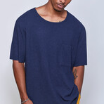 Oversize Knit T-Shirt // Navy (L)