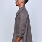 Casual Long-Sleeve Shirt // Brown (2XL)