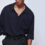 Loose Long Sleeve Shirt // Black (S)