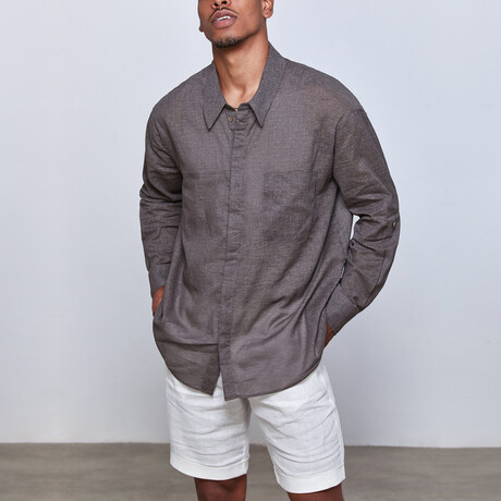 Casual Long-Sleeve Shirt // Brown (S)