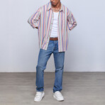 Rainbow Striped Loose Long Sleeve Shirt // Multi (S)