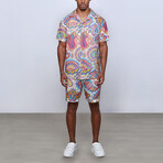 Carnaval Linen Oversize Shirt + Short Set // Multi (M)