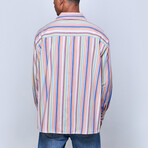 Rainbow Striped Loose Long Sleeve Shirt // Multi (L)