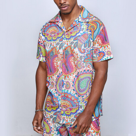 Carnaval Linen Oversize Shirt + Short Set // Multi (S)
