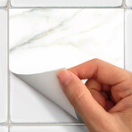 Milan Marble Tile Stickers // White (16"H x 24"W Area)