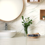 Milan Marble Tile Stickers // White (16"H x 24"W Area)