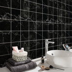 Rio Marble Cement Tile Stickers // Black (16"H x 24"W Area)