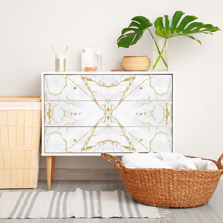 Marble Sticker for Furniture // Gold + Silver (16"H x 24"W)