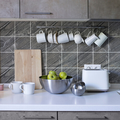 Marble Cement Tile Stickers from Bormla // Gray (12"H x 12"W  Area)