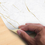 Anti-slip Marble + Gilding Floor Stickers // White (8"H x 8"W)