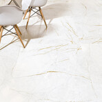 Anti-slip Marble + Gilding Floor Stickers // White (8"H x 8"W)