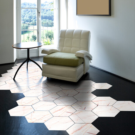 Non-slip Mikonos Marble Floor Tile Stickers (16"H x 35"W Area)