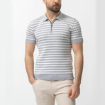 Zack Knitwear T-Shirt // Light Gray + White (S)