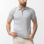 Zack Knitwear T-Shirt // Light Gray + White (S)