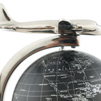 Airplane On Globe + Brass Stand