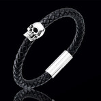 Skull Braided Bracelet // 8.6" // Silver