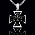 Skull Chopper Pendant Necklace // 20" // Silver