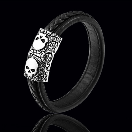 Skull Accent Bracelet // 8.6" // Silver