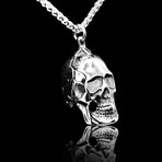 Skull Pendant Necklace // 20" // Silver