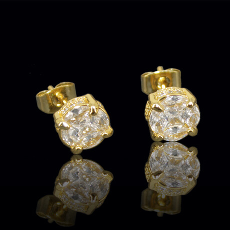 Round CZ Stud Earrings // Gold-Plated
