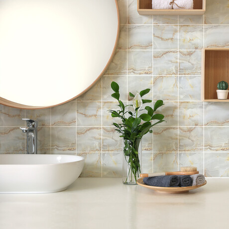 Marble Cement Tile Stickers by Entrada // Beige (12"H x 12"W Area)